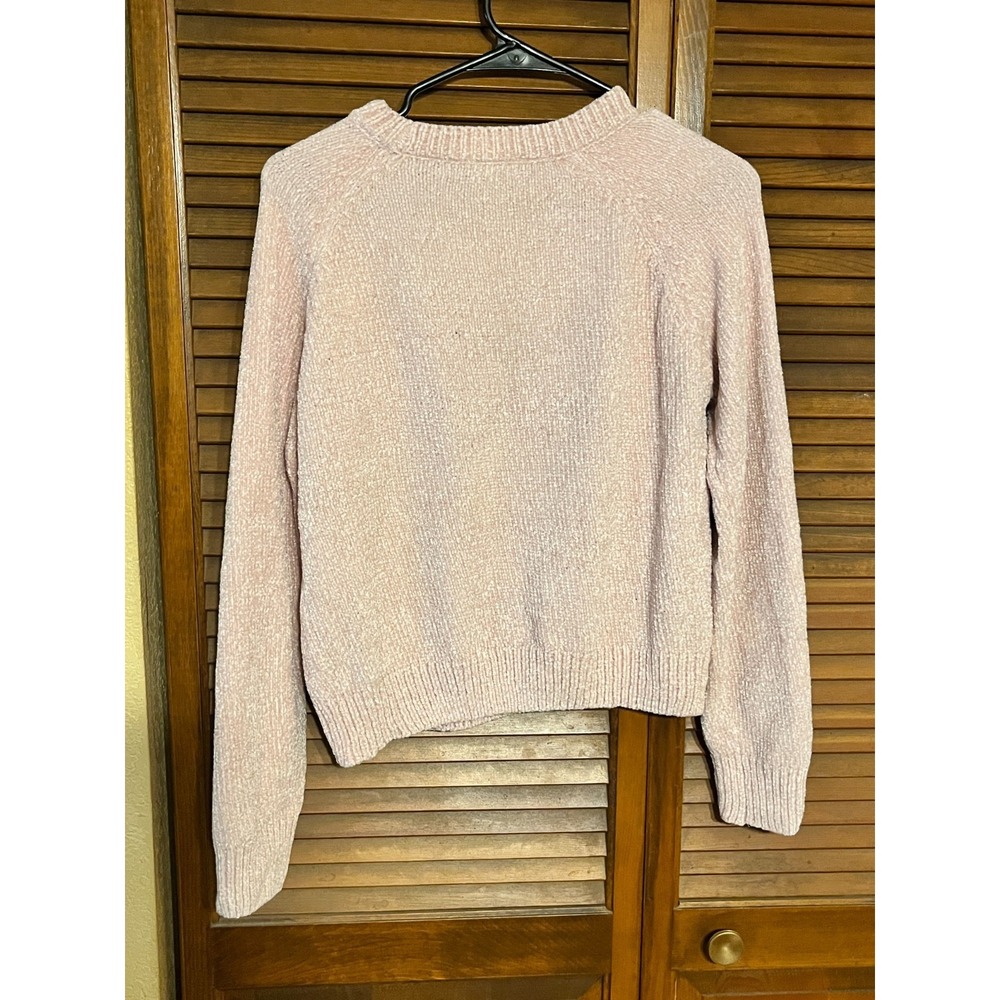 Love Change Italy Pink Chenille Crew Neck Medium Sweater Womens Soft Knit - Picture 3 of 6